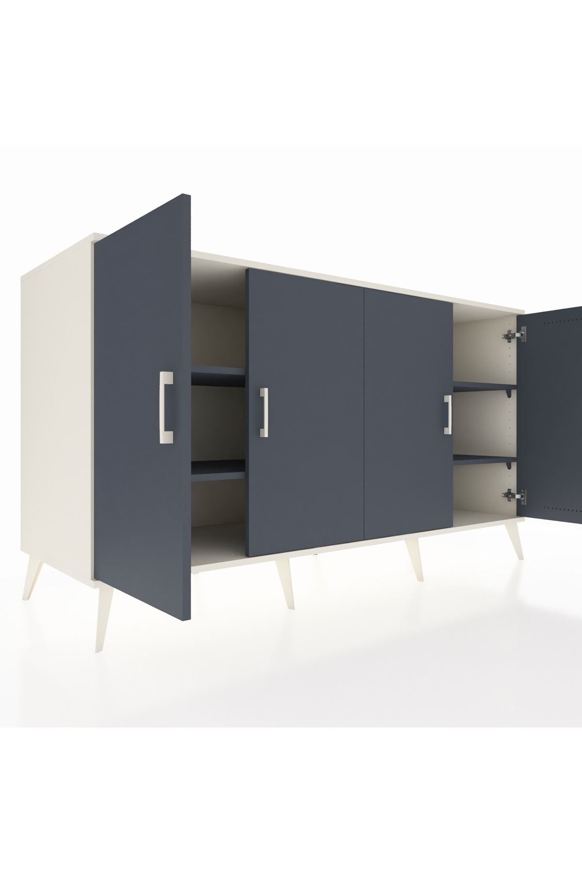 Kronos Konsol 4 Raflı 4 Kapaklı 176x59x99 Aytaşı-Antrasit