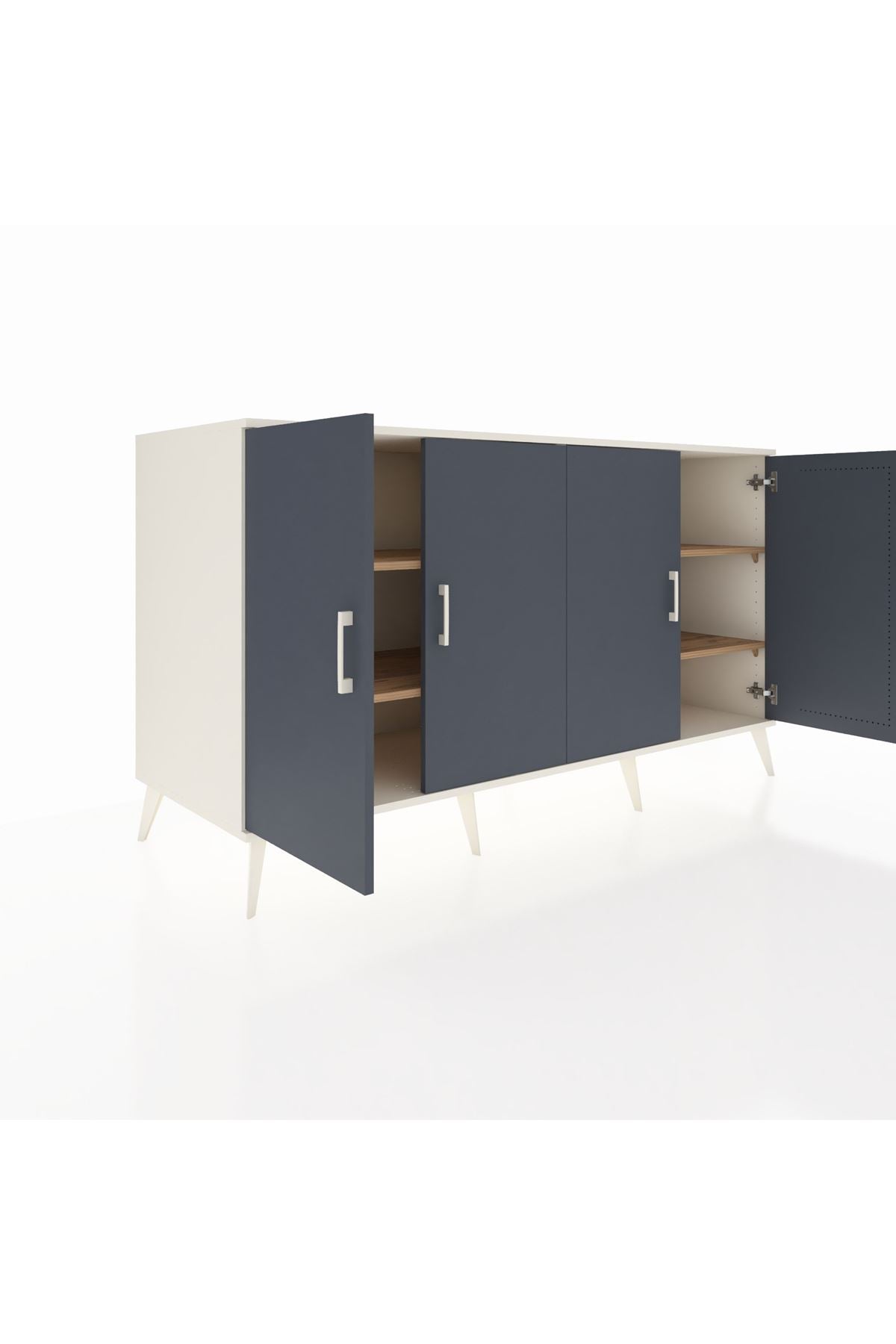 Kronos Konsol 4 Raflı 4 Kapaklı 176x59x99 Aytaşı-Antrasit/Çam