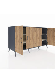 Kronos Konsol 4 Raflı 4 Kapaklı 176x59x99 Antrasit-Çam/Aytaşı