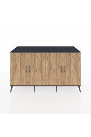 Kronos Konsol 4 Raflı 4 Kapaklı 176x59x99 Antrasit-Çam/Antrasit