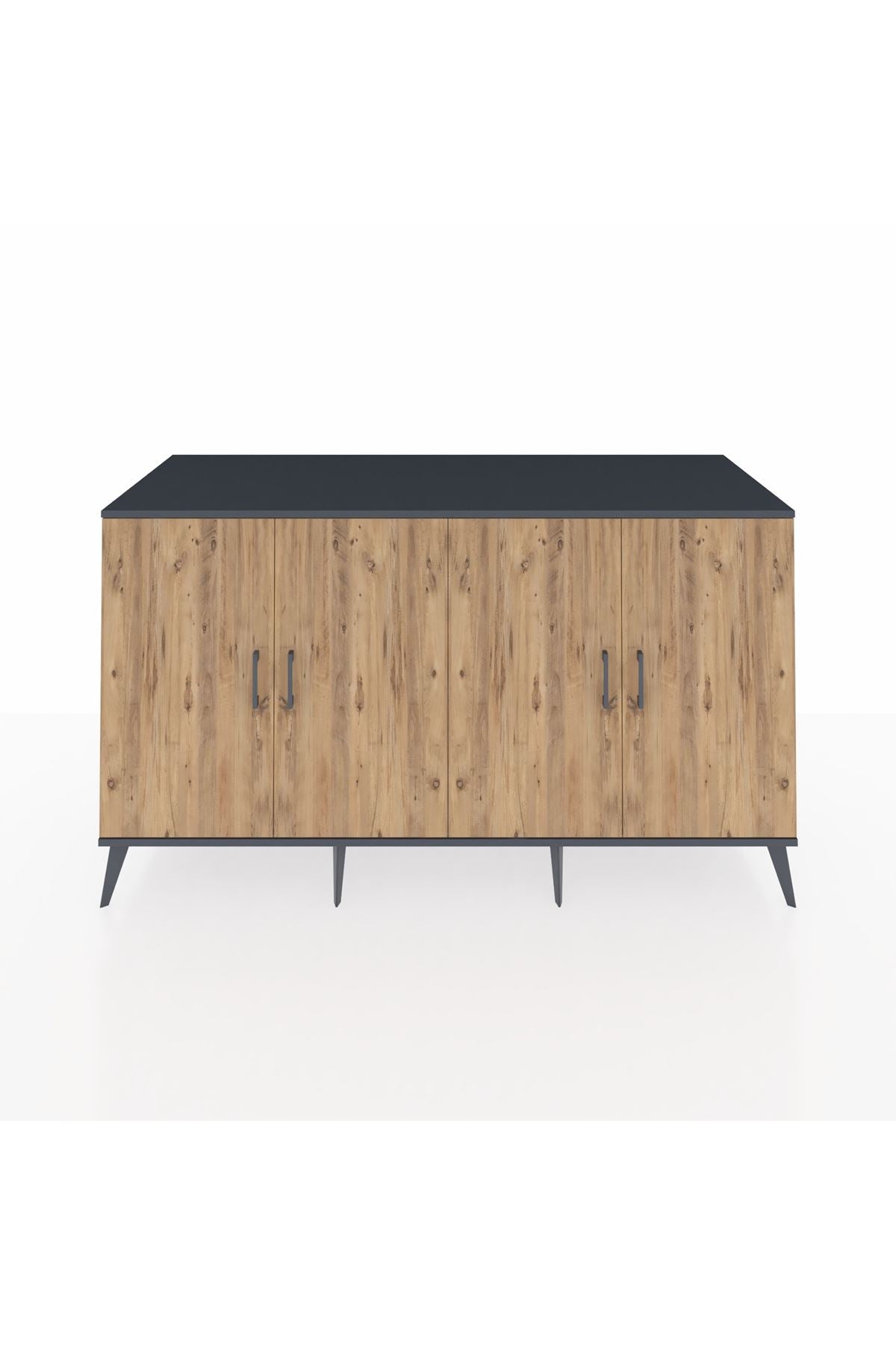 Kronos Konsol 4 Raflı 4 Kapaklı 176x59x99 Antrasit-Çam