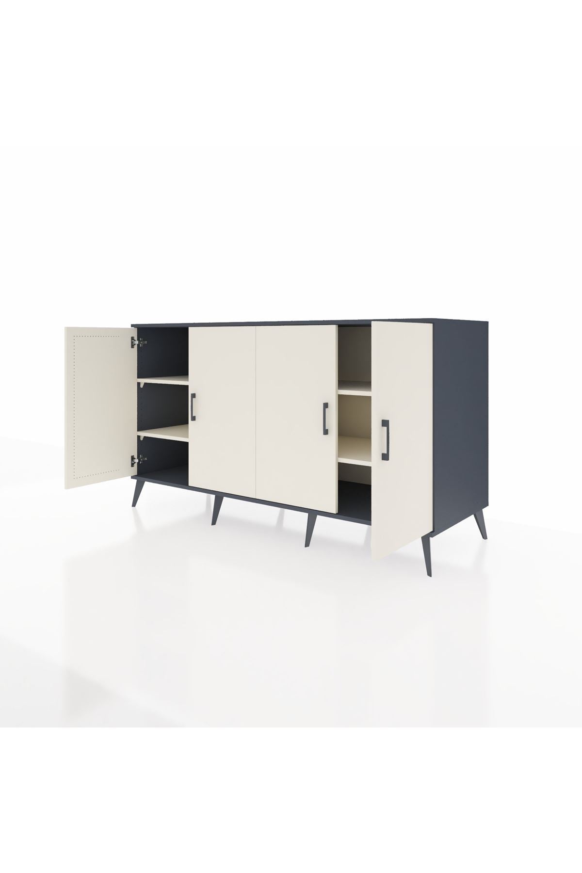 Kronos Konsol 4 Raflı 4 Kapaklı 176x59x99 Antrasit-Aytaşı