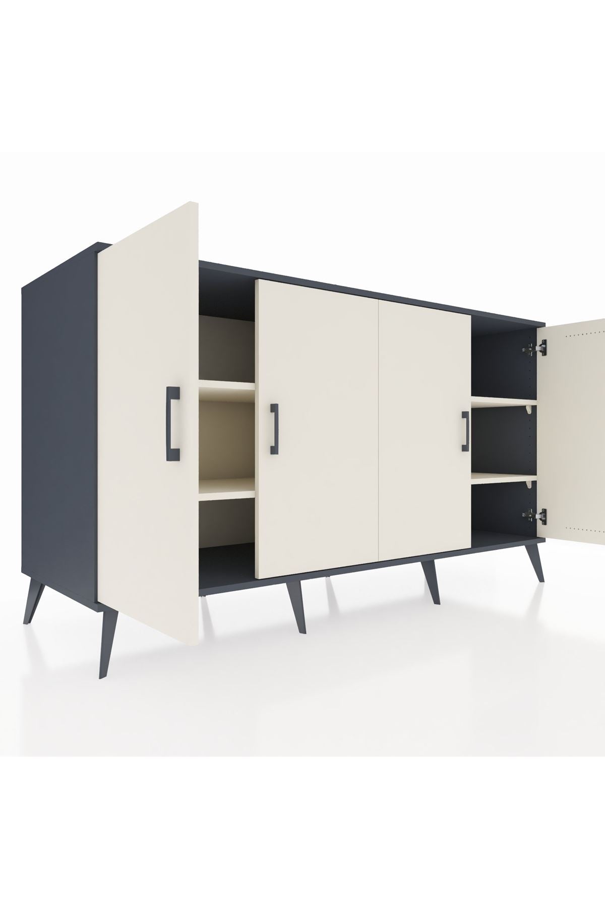 Kronos Konsol 4 Raflı 4 Kapaklı 176x59x99 Antrasit-Aytaşı