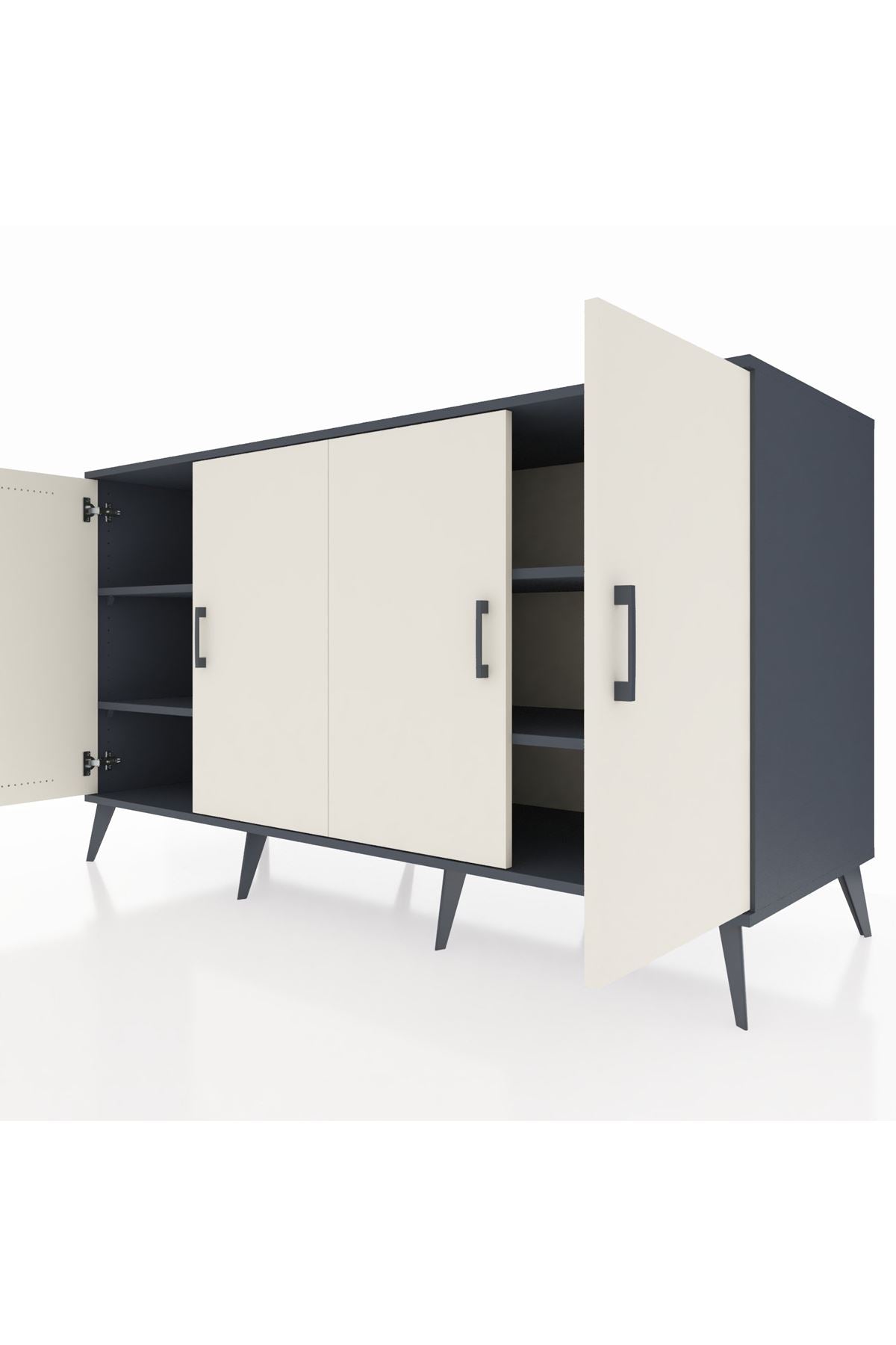 Kronos Konsol 4 Raflı 4 Kapaklı 176x59x99 Antrasit-Aytaşı/Antrasit