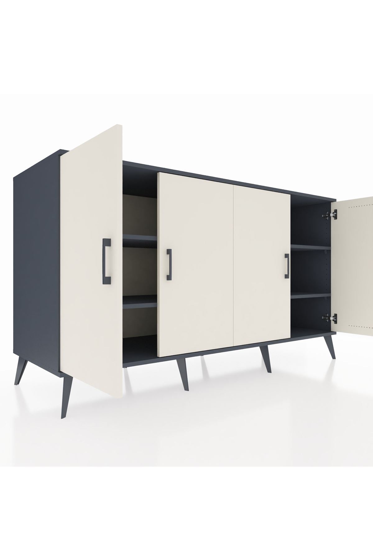 Kronos Konsol 4 Raflı 4 Kapaklı 176x59x99 Antrasit-Aytaşı/Antrasit