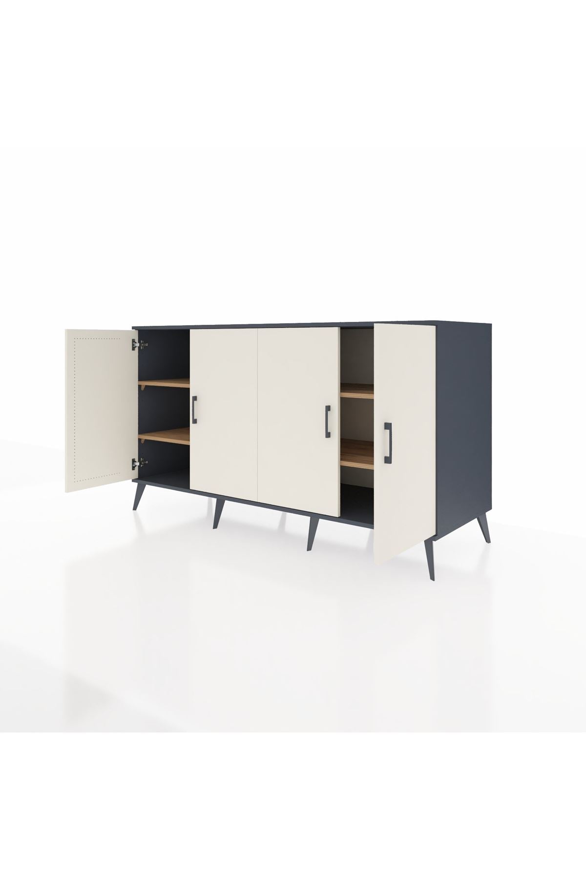 Kronos Konsol 4 Raflı 4 Kapaklı 176x59x99 Antrasit-Aytaşı/Çam