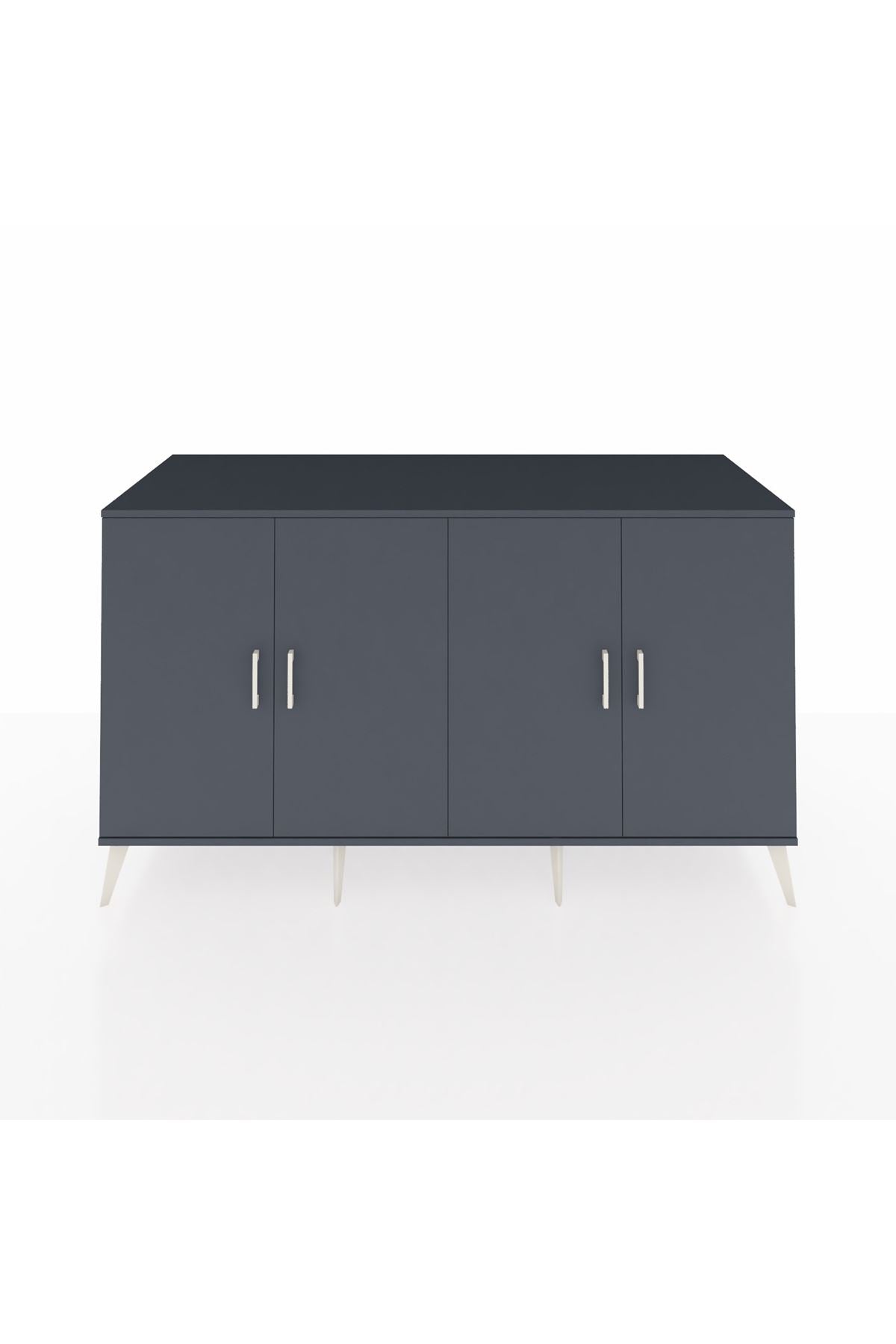 Kronos Konsol 4 Raflı 4 Kapaklı 176x59x99 Antrasit-Antrasit