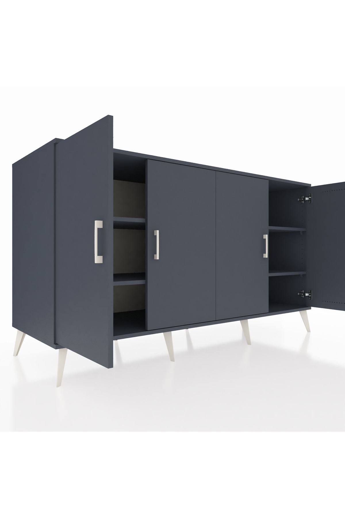 Kronos Konsol 4 Raflı 4 Kapaklı 176x59x99 Antrasit-Antrasit