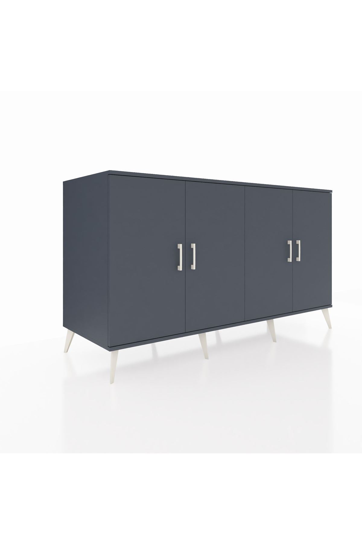 Kronos Konsol 4 Raflı 4 Kapaklı 176x59x99 Antrasit-Antrasit/Çam