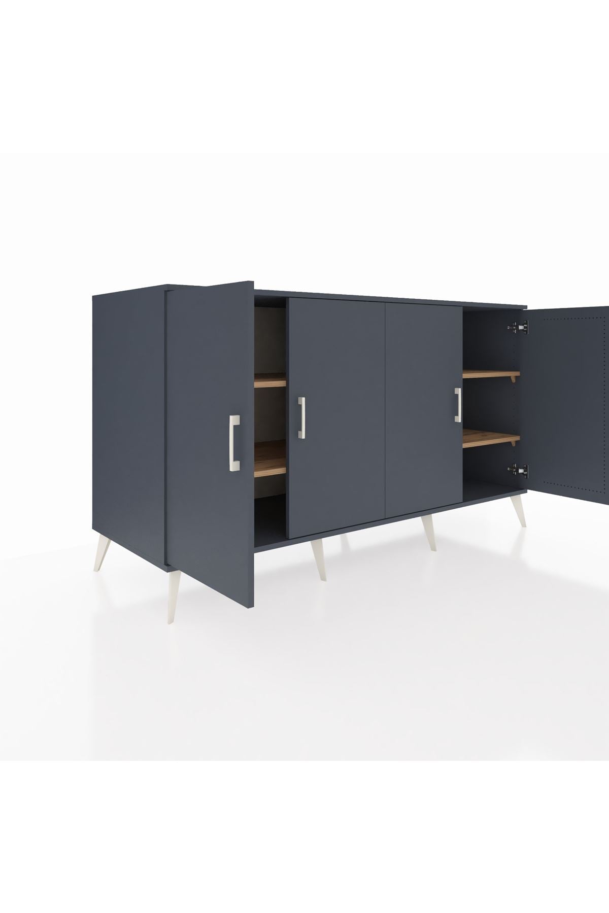 Kronos Konsol 4 Raflı 4 Kapaklı 176x59x99 Antrasit-Antrasit/Çam