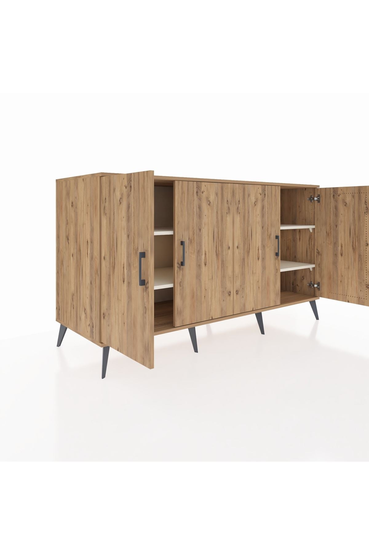 Kronos Konsol 4 Raflı 4 Kapaklı 176x59x99 Çam-Çam/Aytaşı