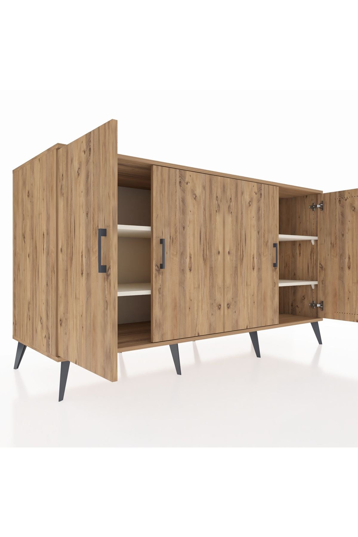 Kronos Konsol 4 Raflı 4 Kapaklı 176x59x99 Çam-Çam/Aytaşı