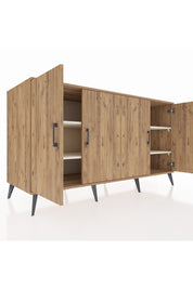 Kronos Konsol 4 Raflı 4 Kapaklı 176x59x99 Çam-Çam/Aytaşı