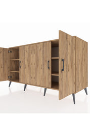 Kronos Konsol 4 Raflı 4 Kapaklı 176x59x99 Çam-Çam