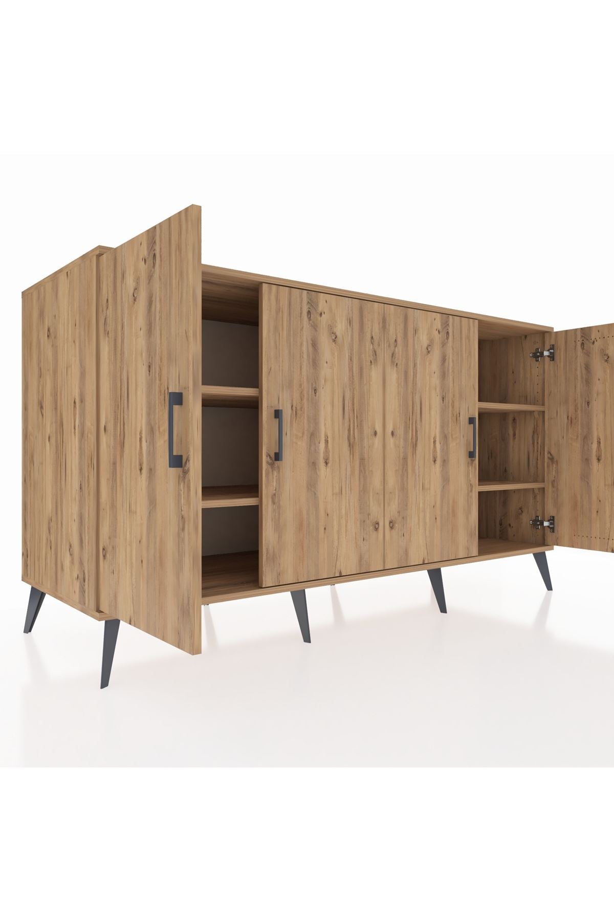 Kronos Konsol 4 Raflı 4 Kapaklı 176x59x99 Çam-Çam