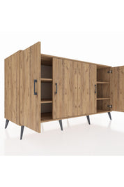 Kronos Konsol 4 Raflı 4 Kapaklı 176x59x99 Çam-Çam