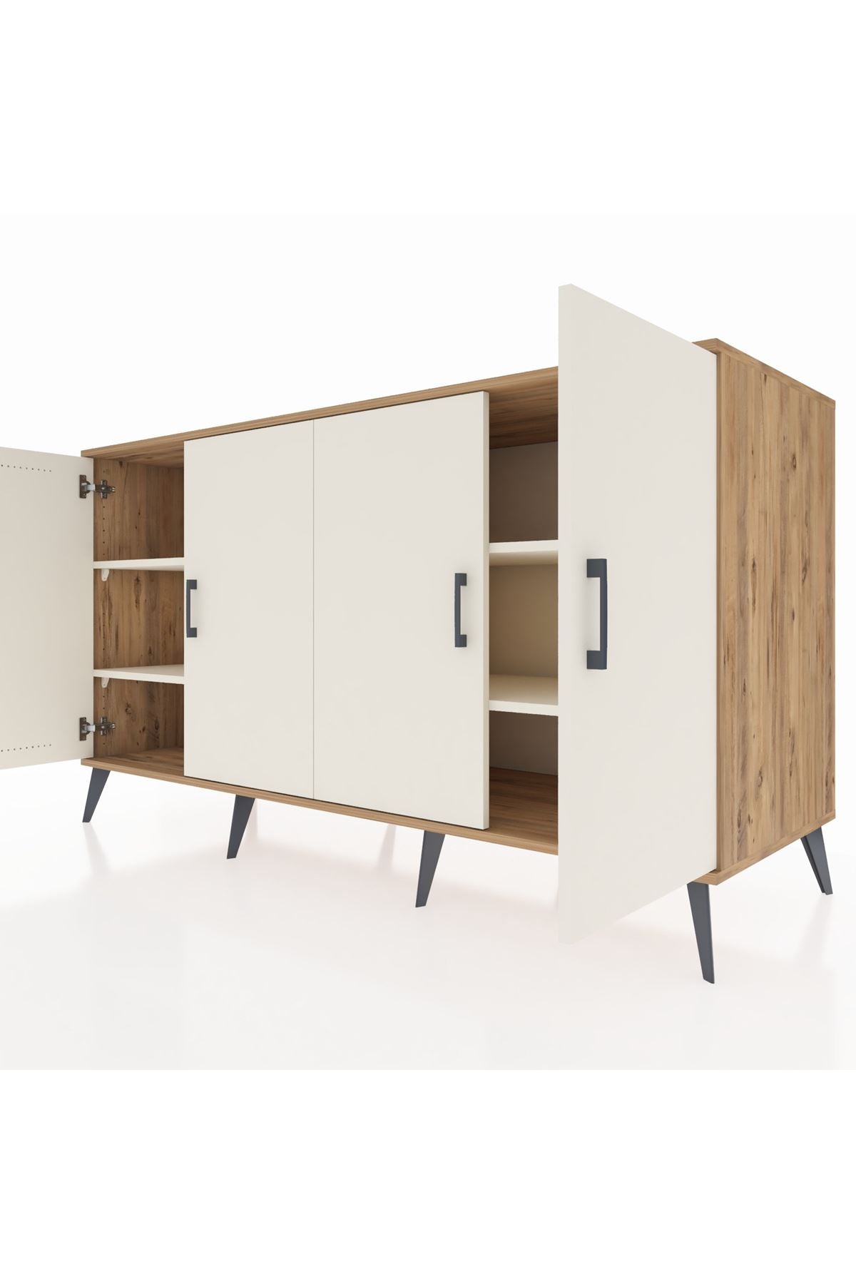 Kronos Konsol 4 Raflı 4 Kapaklı 176x59x99 Çam-Aytaşı