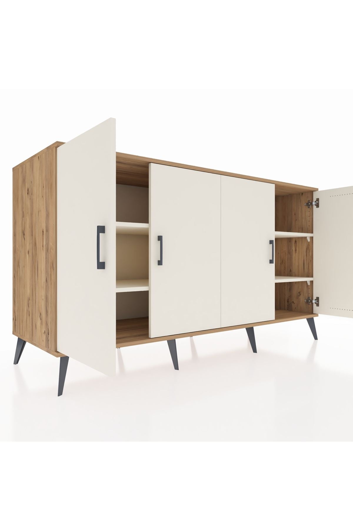 Kronos Konsol 4 Raflı 4 Kapaklı 176x59x99 Çam-Aytaşı