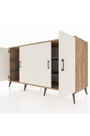 Kronos Konsol 4 Raflı 4 Kapaklı 176x59x99 Çam-Aytaşı/Antrasit