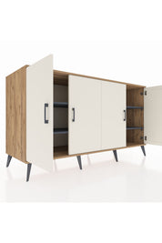 Kronos Konsol 4 Raflı 4 Kapaklı 176x59x99 Çam-Aytaşı/Antrasit