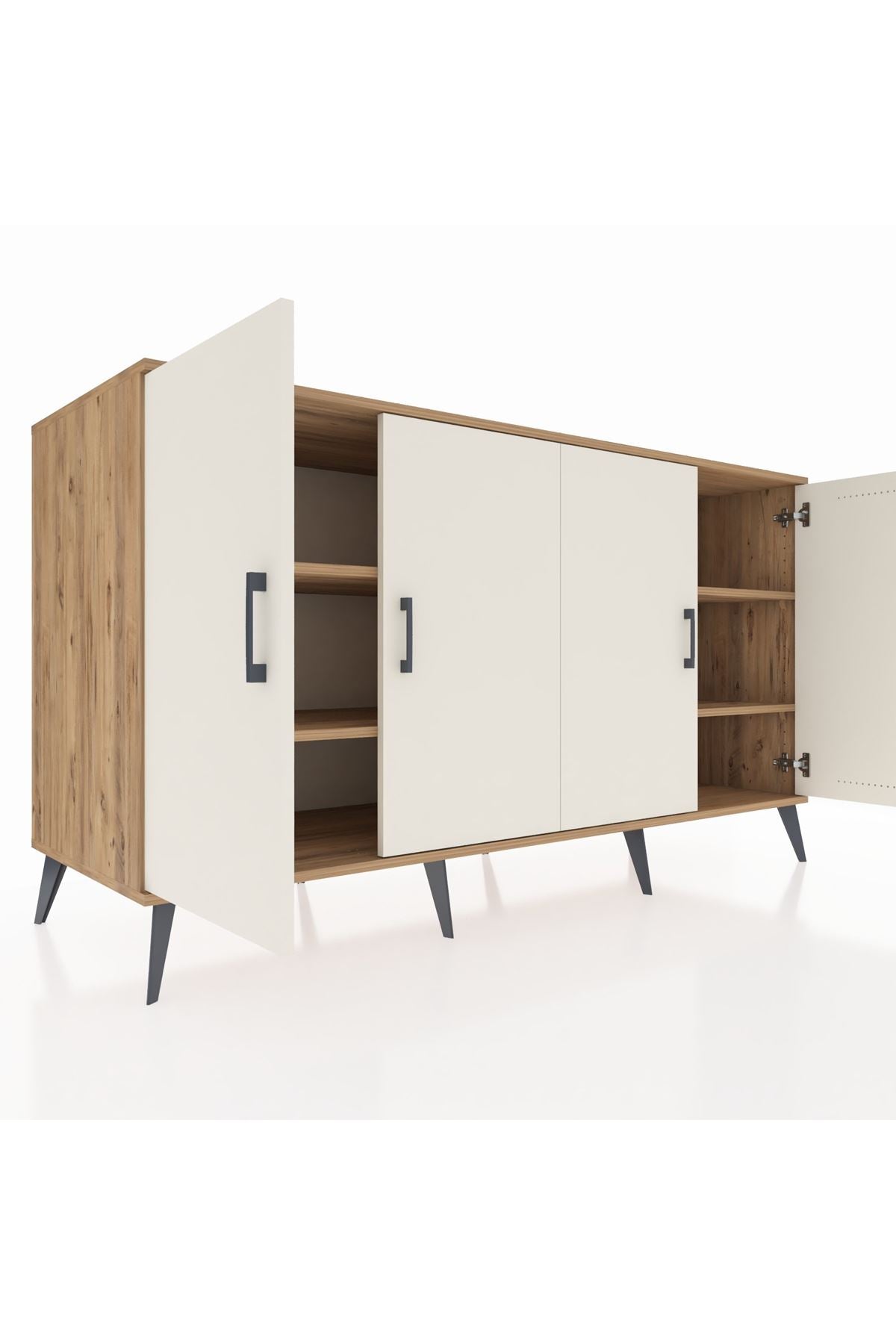 Kronos Konsol 4 Raflı 4 Kapaklı 176x59x99 Çam-Aytaşı/Çam