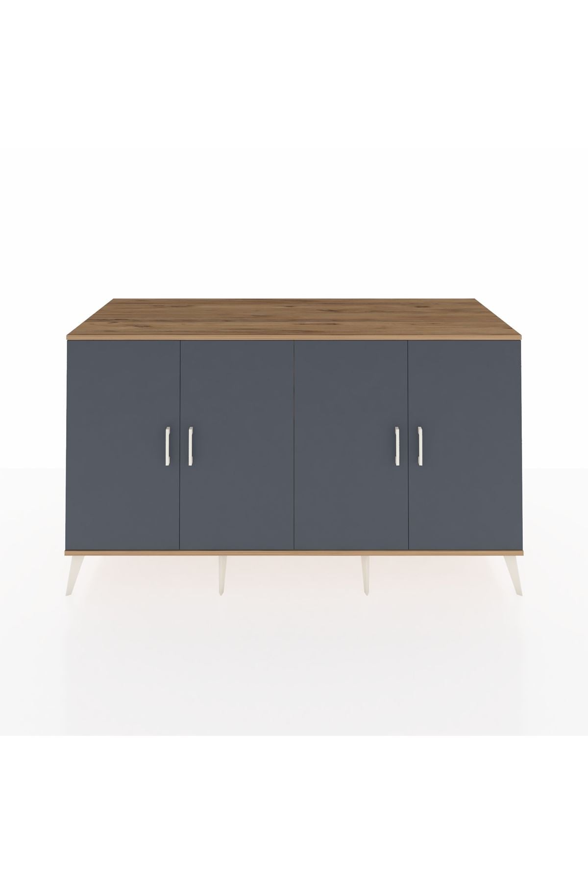 Kronos Konsol 4 Raflı 4 Kapaklı 176x59x99 Çam-Antrasit/Aytaşı