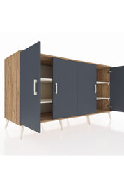 Kronos Konsol 4 Raflı 4 Kapaklı 176x59x99 Çam-Antrasit/Aytaşı