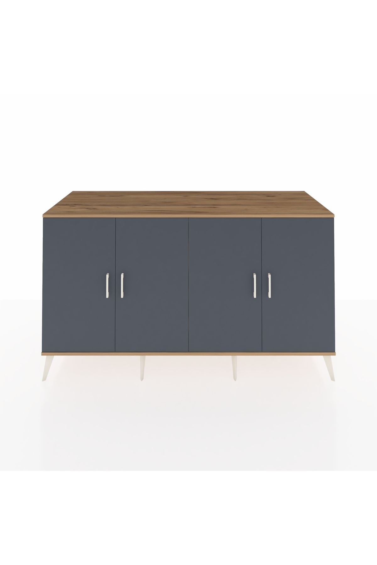 Kronos Konsol 4 Raflı 4 Kapaklı 176x59x99 Çam-Antrasit