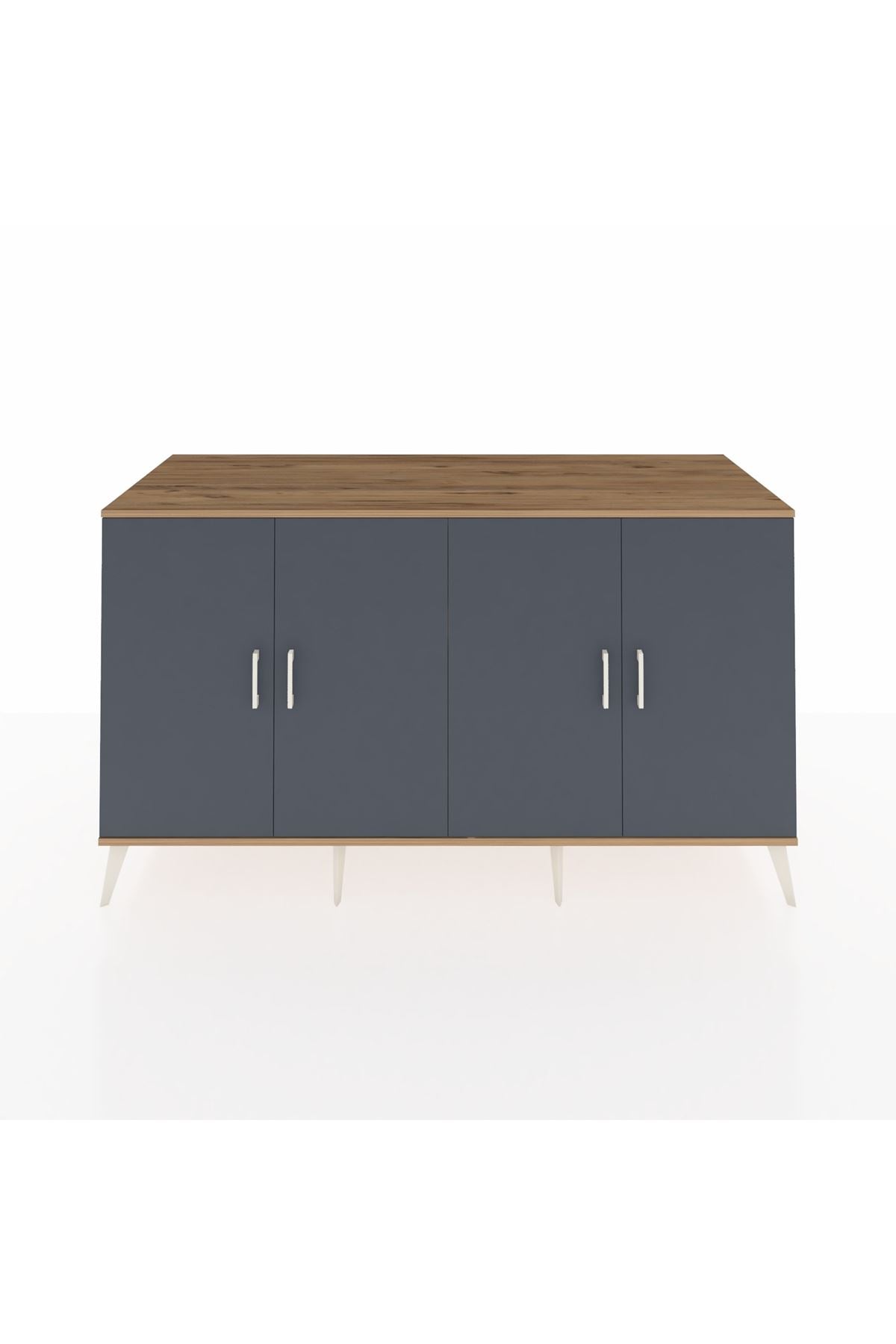 Kronos Konsol 4 Raflı 4 Kapaklı 176x59x99 Çam-Antrasit/Çam