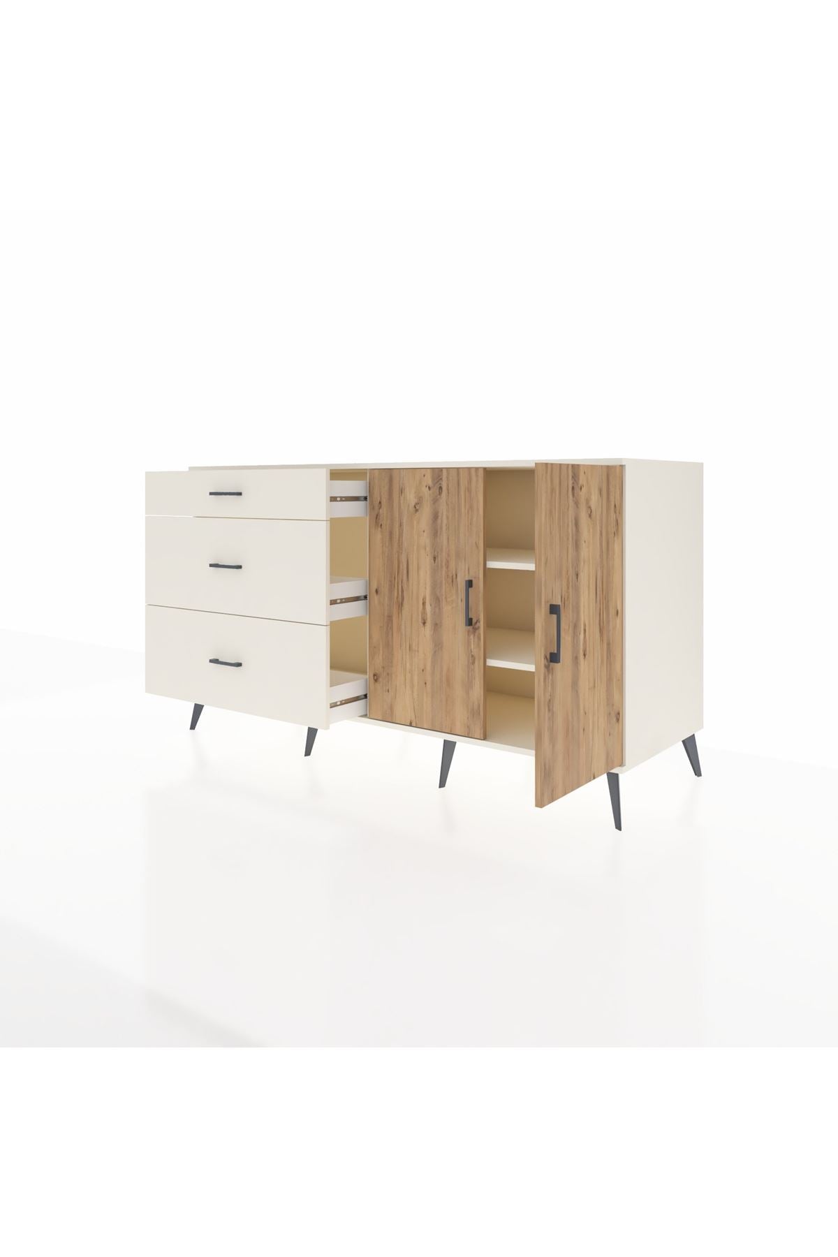 Kronos Konsol 2 Raflı 3 Çekmeceli 2 Kapaklı 176x59x99 Aytaşı-Çam/Aytaşı