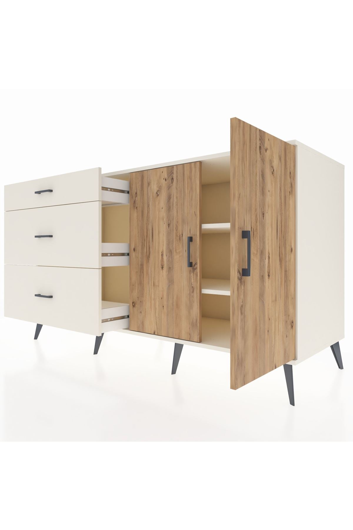 Kronos Konsol 2 Raflı 3 Çekmeceli 2 Kapaklı 176x59x99 Aytaşı-Çam/Aytaşı