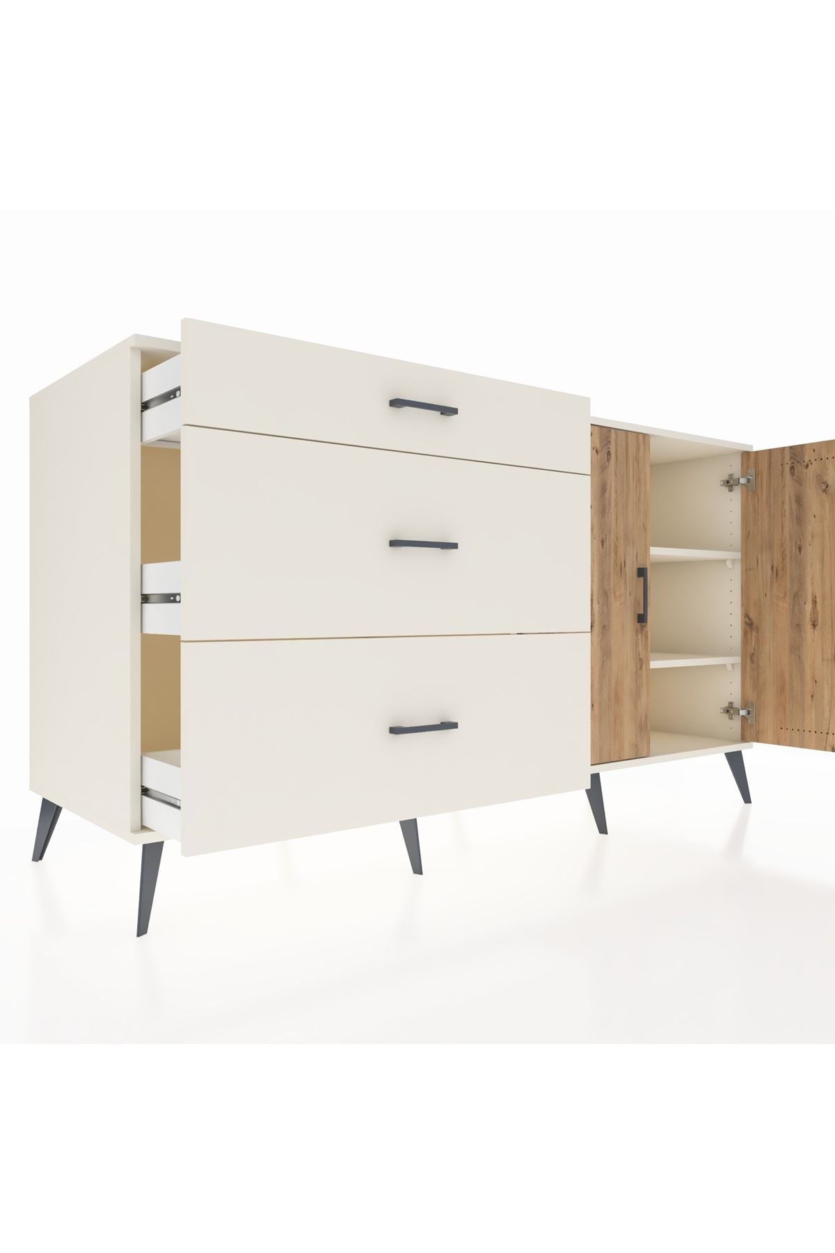 Kronos Konsol 2 Raflı 3 Çekmeceli 2 Kapaklı 176x59x99 Aytaşı-Çam/Aytaşı