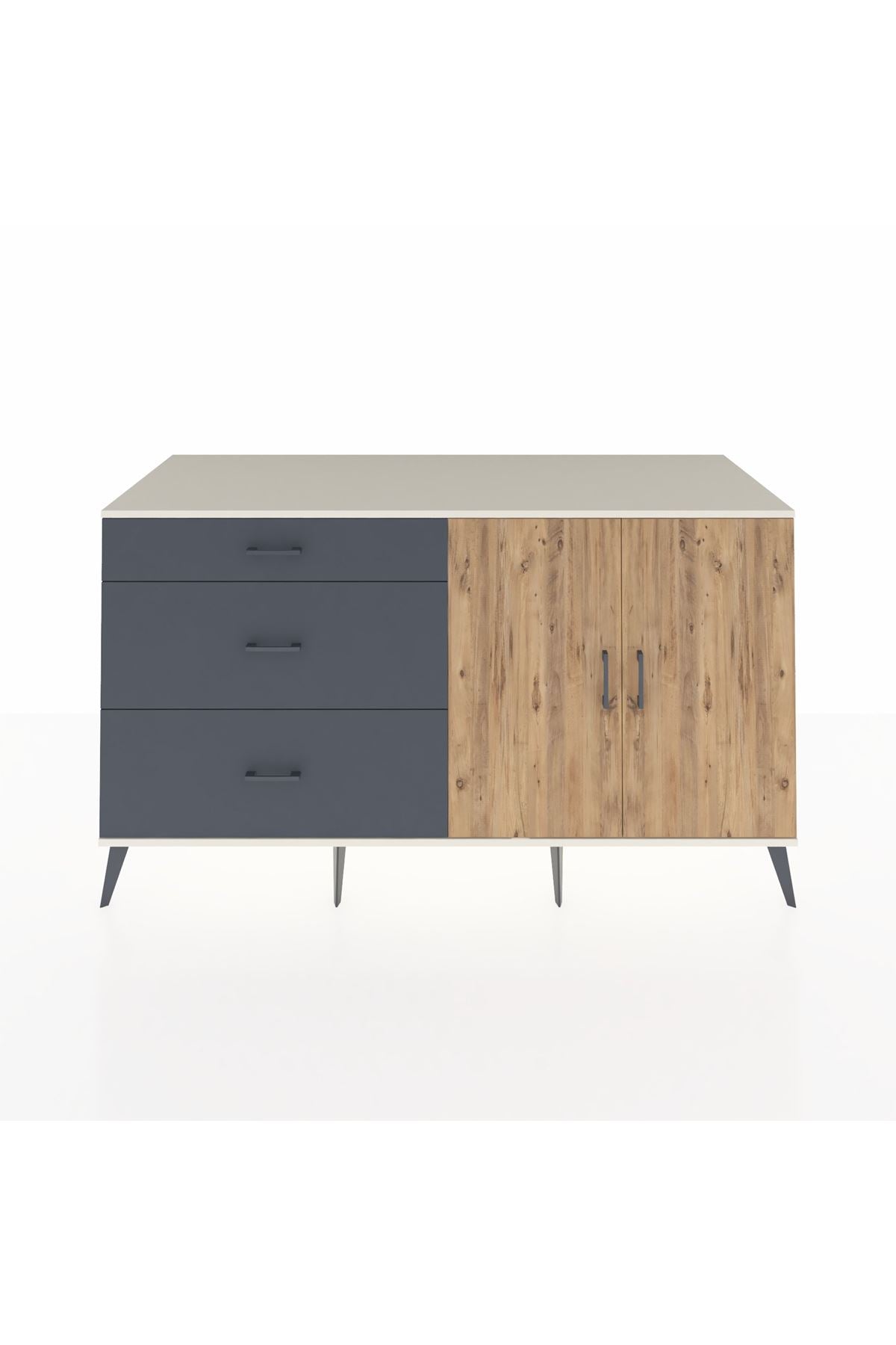 Kronos Konsol 2 Raflı 3 Çekmeceli 2 Kapaklı 176x59x99 Aytaşı-Çam/Antrasit