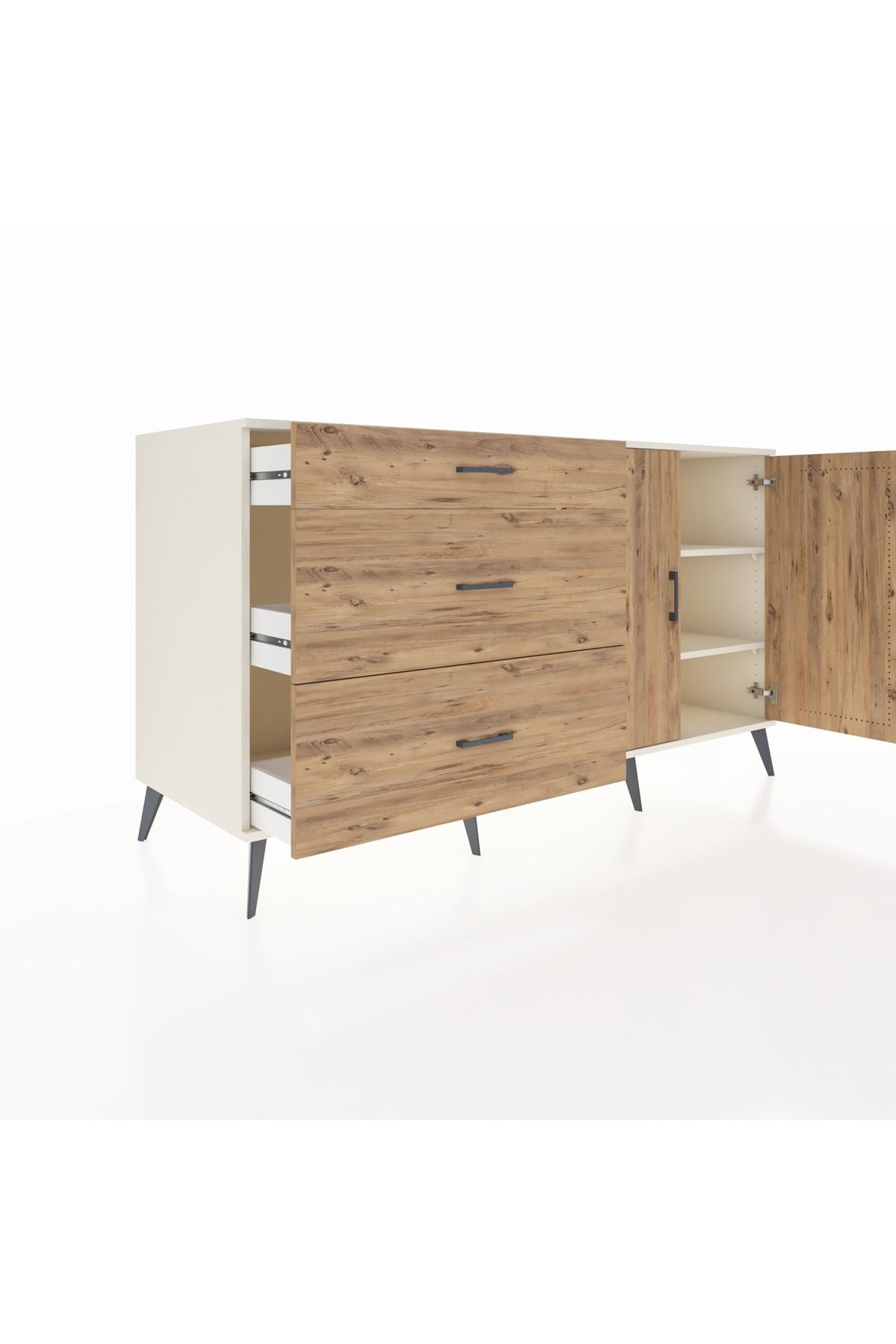 Kronos Konsol 2 Raflı 3 Çekmeceli 2 Kapaklı 176x59x99 Aytaşı-Çam