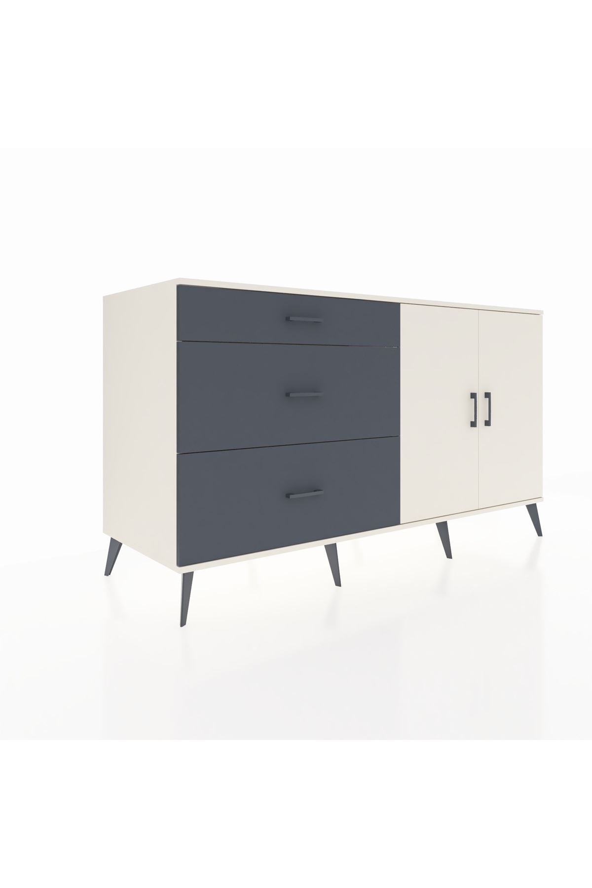 Kronos Konsol 2 Raflı 3 Çekmeceli 2 Kapaklı 176x59x99 Aytaşı-Aytaşı/Antrasit