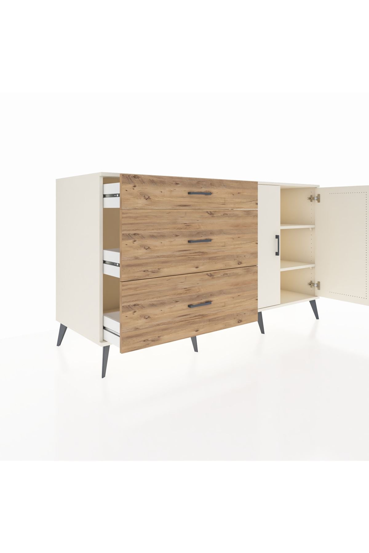 Kronos Konsol 2 Raflı 3 Çekmeceli 2 Kapaklı 176x59x99 Aytaşı-Aytaşı/Çam