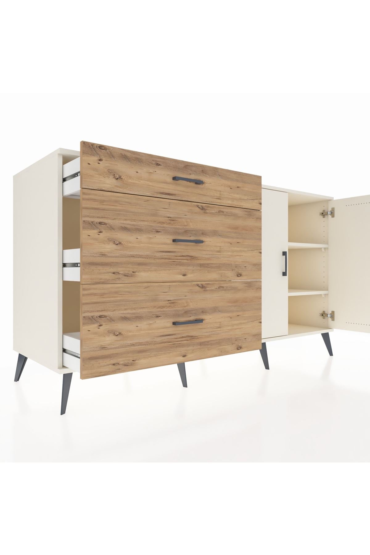 Kronos Konsol 2 Raflı 3 Çekmeceli 2 Kapaklı 176x59x99 Aytaşı-Aytaşı/Çam