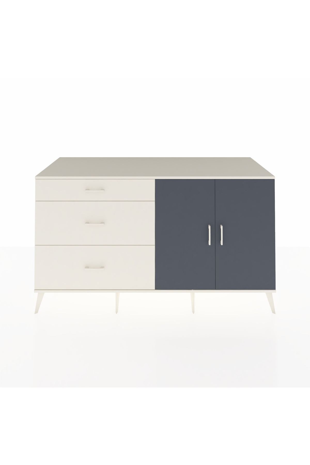 Kronos Konsol 2 Raflı 3 Çekmeceli 2 Kapaklı 176x59x99 Aytaşı-Antrasit/Aytaşı