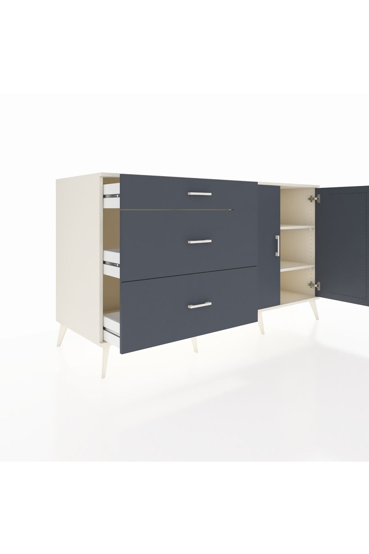 Kronos Konsol 2 Raflı 3 Çekmeceli 2 Kapaklı 176x59x99 Aytaşı-Antrasit