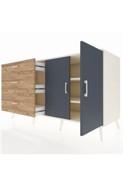 Kronos Konsol 2 Raflı 3 Çekmeceli 2 Kapaklı 176x59x99 Aytaşı-Antrasit/Çam