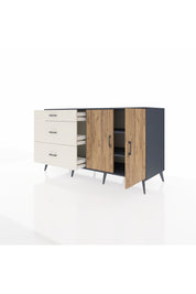 Kronos Konsol 2 Raflı 3 Çekmeceli 2 Kapaklı 176x59x99 Antrasit-Çam/Aytaşı