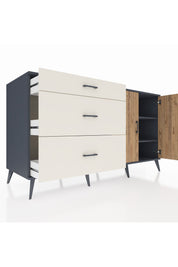 Kronos Konsol 2 Raflı 3 Çekmeceli 2 Kapaklı 176x59x99 Antrasit-Çam/Aytaşı