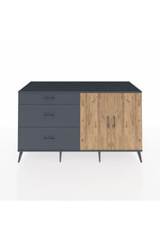 Kronos Konsol 2 Raflı 3 Çekmeceli 2 Kapaklı 176x59x99 Antrasit-Çam/Antrasit
