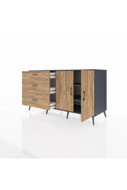 Kronos Konsol 2 Raflı 3 Çekmeceli 2 Kapaklı 176x59x99 Antrasit-Çam