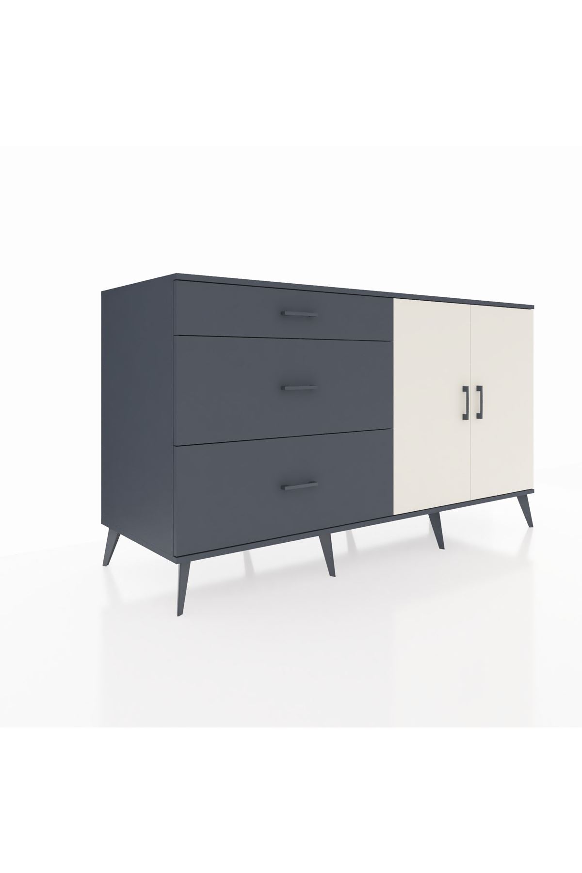 Kronos Konsol 2 Raflı 3 Çekmeceli 2 Kapaklı 176x59x99 Antrasit-Aytaşı/Antrasit