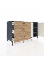 Kronos Konsol 2 Raflı 3 Çekmeceli 2 Kapaklı 176x59x99 Antrasit-Aytaşı/Çam