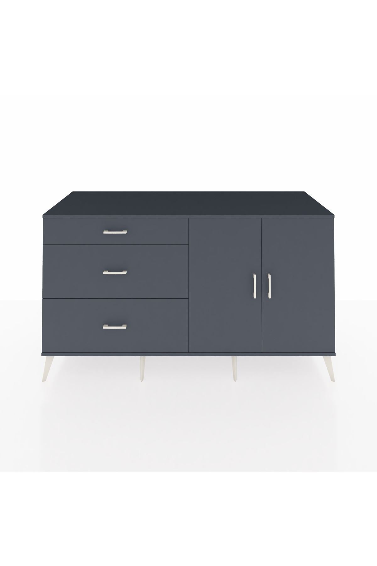 Kronos Konsol 2 Raflı 3 Çekmeceli 2 Kapaklı 176x59x99 Antrasit-Antrasit