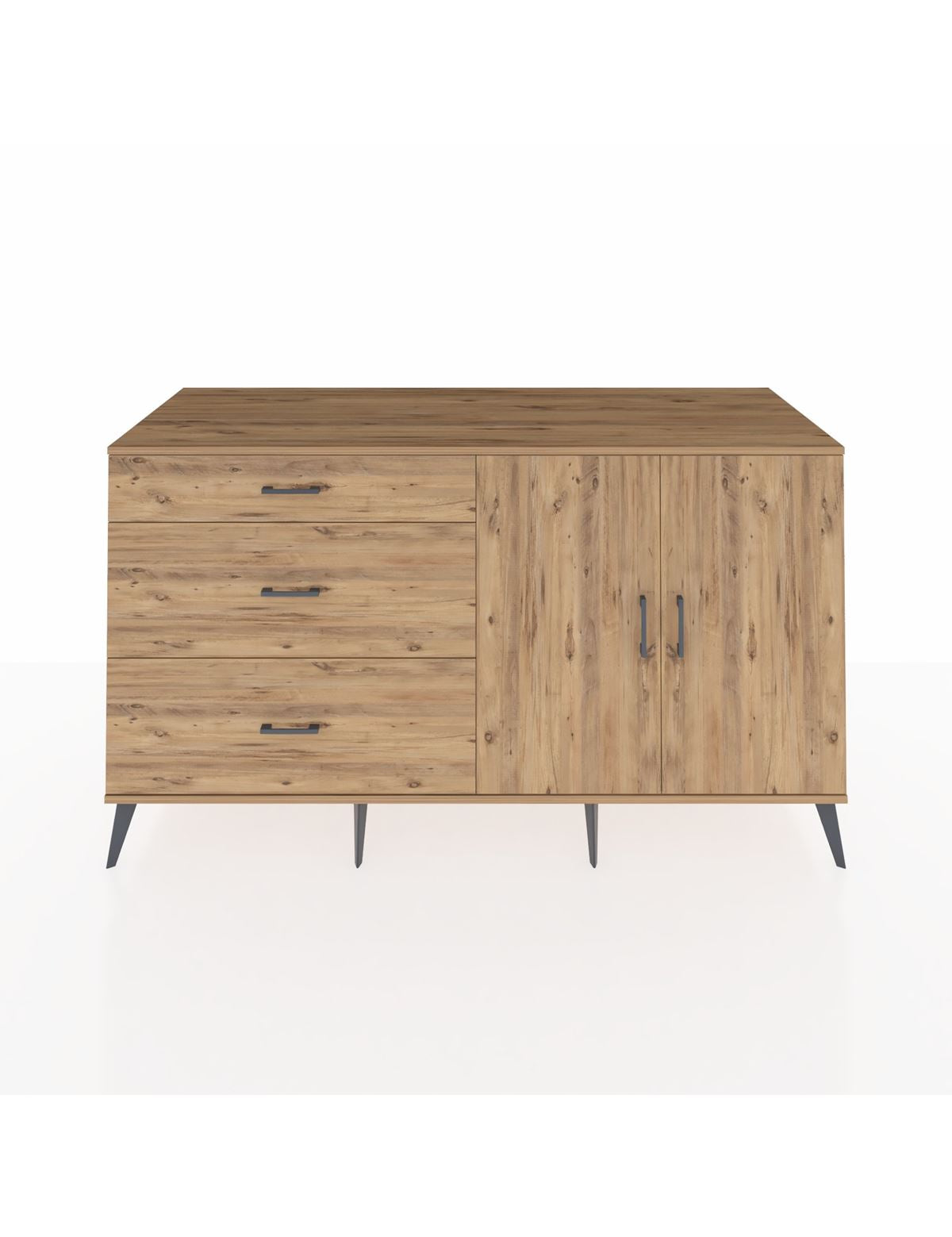 Kronos Konsol 2 Raflı 3 Çekmeceli 2 Kapaklı 176x59x99 Çam-Çam