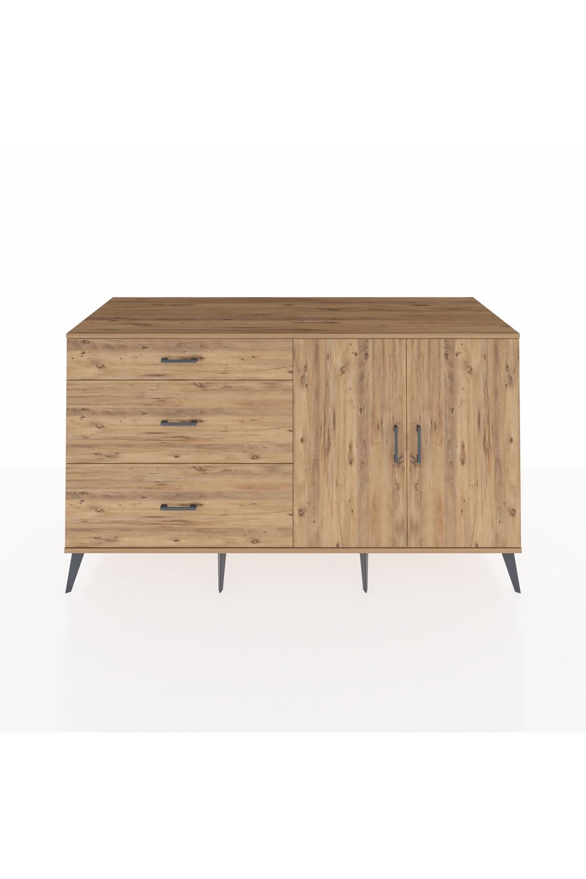 Kronos Konsol 2 Raflı 3 Çekmeceli 2 Kapaklı 176x59x99 Çam-Çam