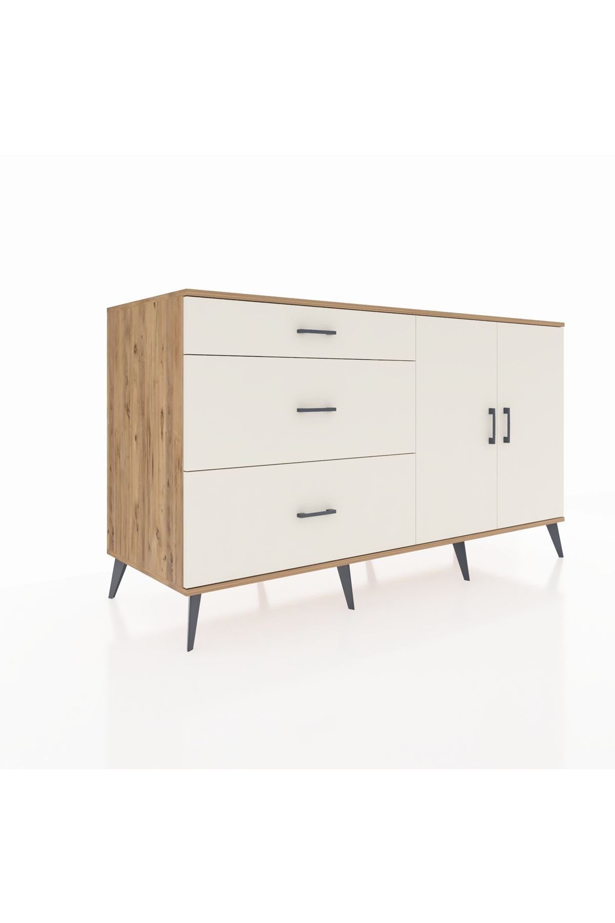 Kronos Konsol 2 Raflı 3 Çekmeceli 2 Kapaklı 176x59x99 Çam-Aytaşı